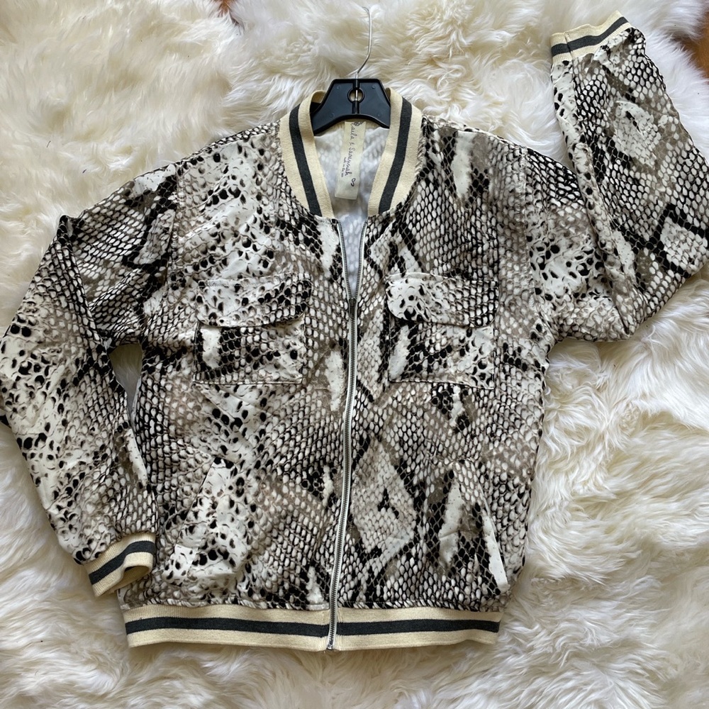 Silk Snake Print Bomber